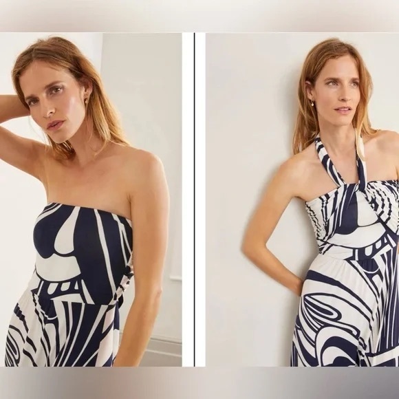 Boden knit multi-way dress - White/Navy 8R.  EUC - Picture 5 of 5